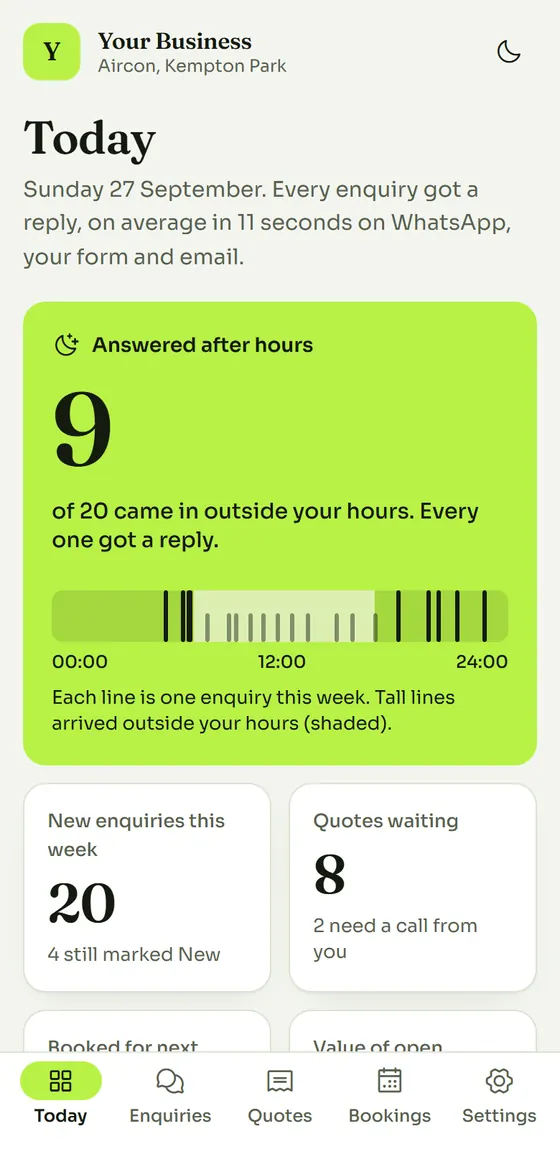 Sample data: the Today view on a phone.